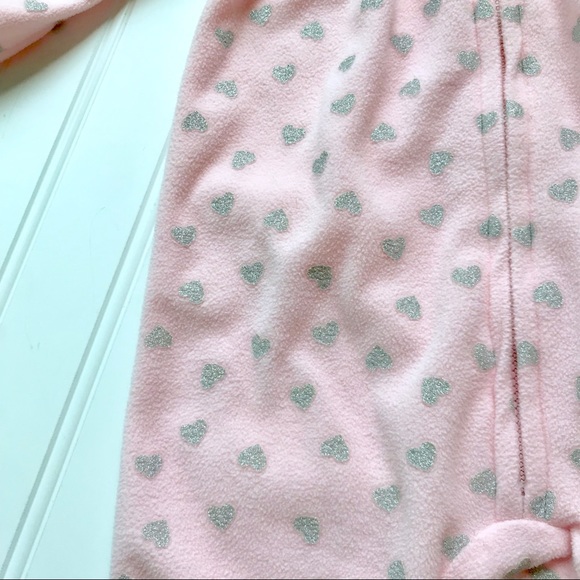 •Carter’s• pink heart fleece sleeper - Picture 2 of 5